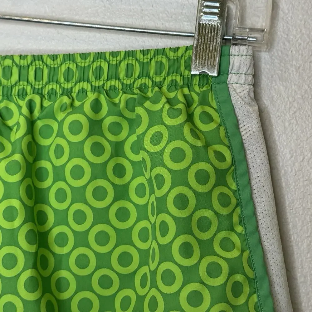 Nike DriFit Running Athletic Shorts Girls Sz Large Green Circles Built in Briefs